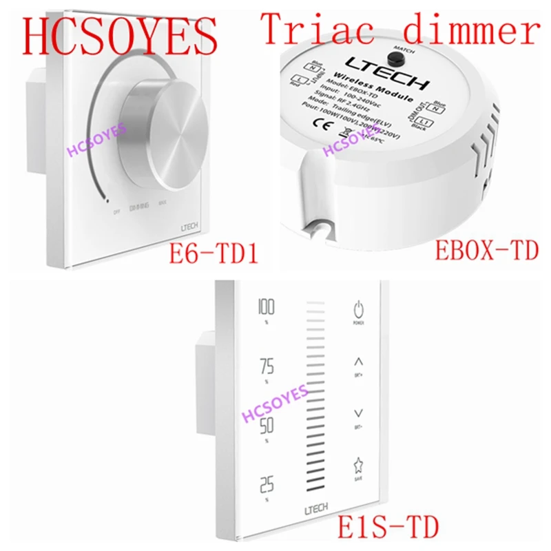 

LTECH E6-TD1/E1S-TD/EBOX-TD LED Triac Dimmer 220V Dimming Controller Triac Edge Knob Dimmer High Voltage LED Light Lamp Dimmer