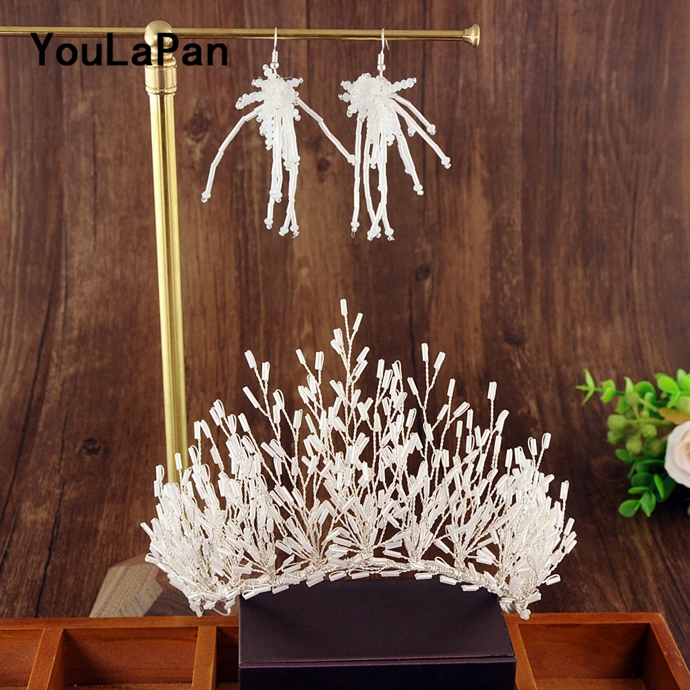 

YouLaPan HP193-White Bridal Tiara Wedding Hair Crown Bridal Wedding Hair Jewelry Wedding Hair Accessories Bride Crown