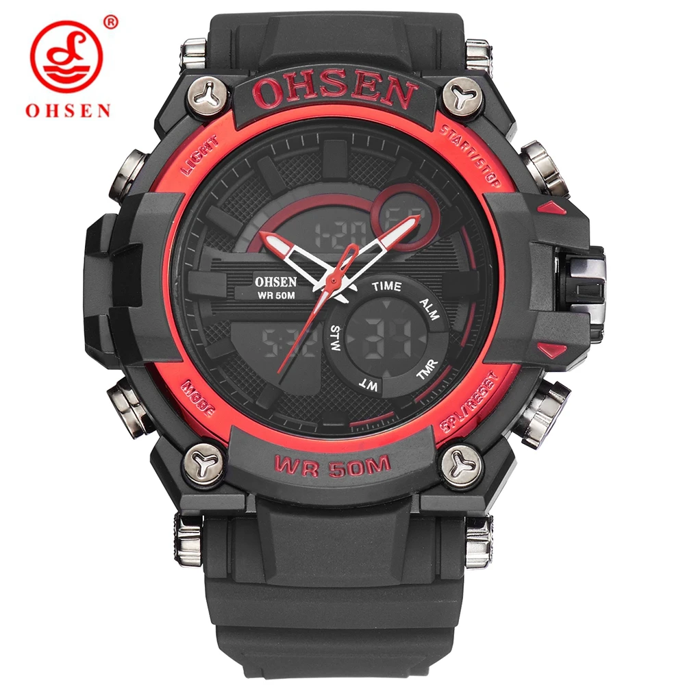 

NEW Arrival Fashion OHSEN Sport Watch Men Wristwatch Waterproof Rubber Band Man Male Digital Quartz Watch Relogio Masculino Gift