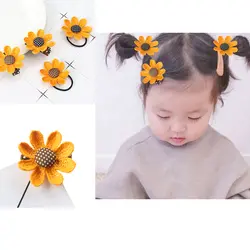 4 шт./компл. корейский стиль девушки солнце цветок резинки волос Ткань Цветочные Шпильки аксессуары для волос Детские эластичные волосы
