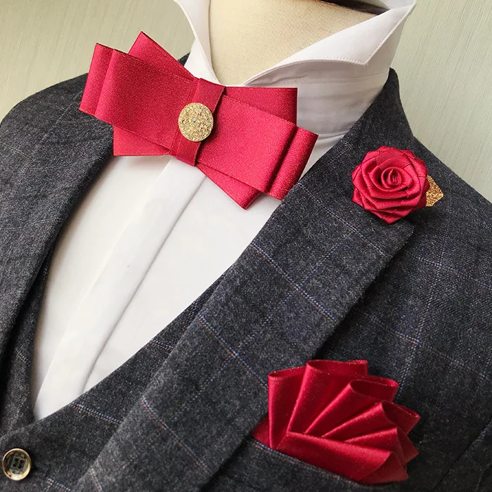Британский чудесный галстук-бабочка, карманная брошь для полотенец, Свадебный Жених, мужские свадебные, корейский с галстуком-бабочкой, Мужская костюмная галстук-бабочка, брошь - Цвет: 11