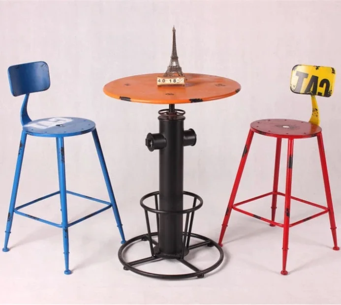 

Iron retro dinette American coffee tables to do the old casual bar table Bar stools combination wholesale