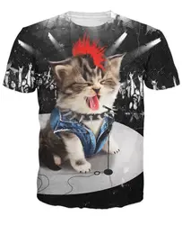 Рок котенок футболка милый кот 3D унисекс Принт футболки футболка Повседневная летняя обувь модные футболка для женщин mengraphic футболка S