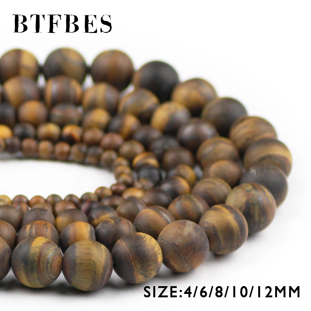 

BTFBES Natural Matte Tiger Eye Stone Beads Beautiful 4 6 8 10 12mm Ore Round Loose Beads For DIY Jewelry Bracelet Making Ball