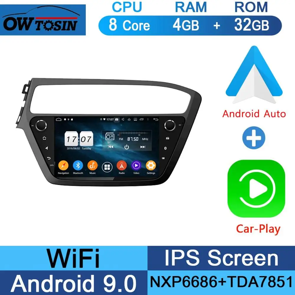 " ips 8Core 4+ 64G Android 9,0 автомобильный мультимедийный плеер для hyundai i20 LHD gps Радио DSP CarPlay Parrot BT - Цвет: 32G CarPlay Android