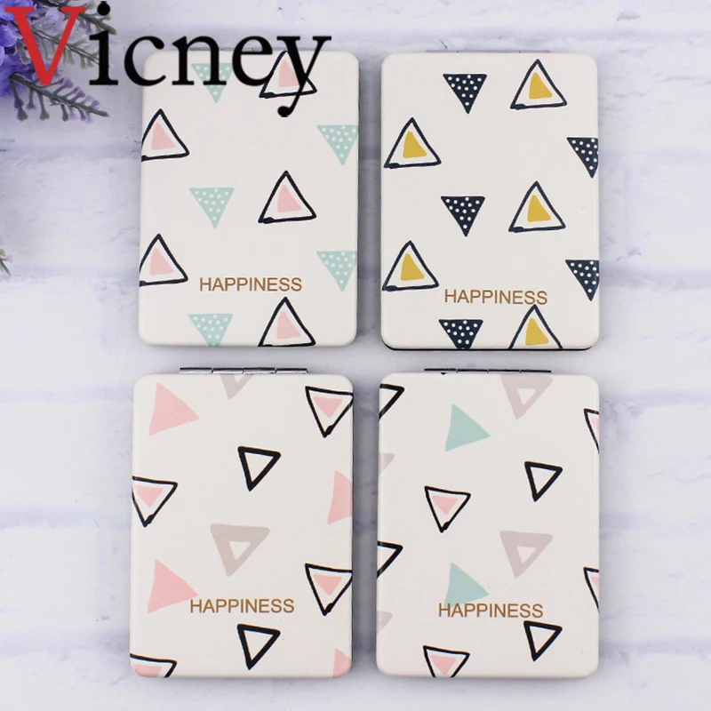 

Vicney 1pc New Mini Pocket Cosmetic Mirror Fashion triangle Makeup Mirrors Compact Beauty Double-sided Mirror Magnifier Mirror