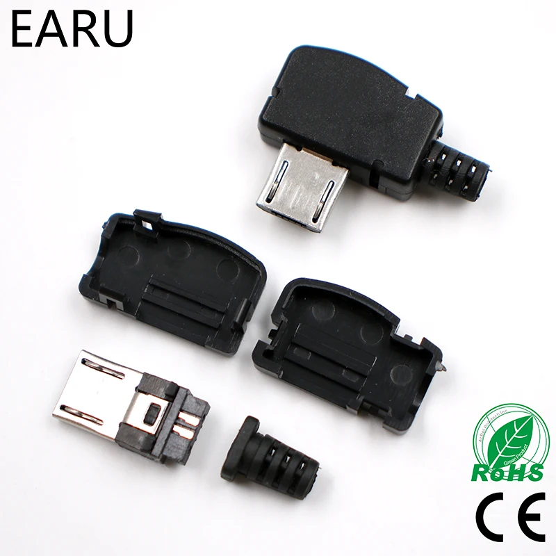 

10sets/lot Micro 5P USB Male Plug Solder Type Tail Charging Plug 90 Degree Free Shipping Connector Adapter Plug