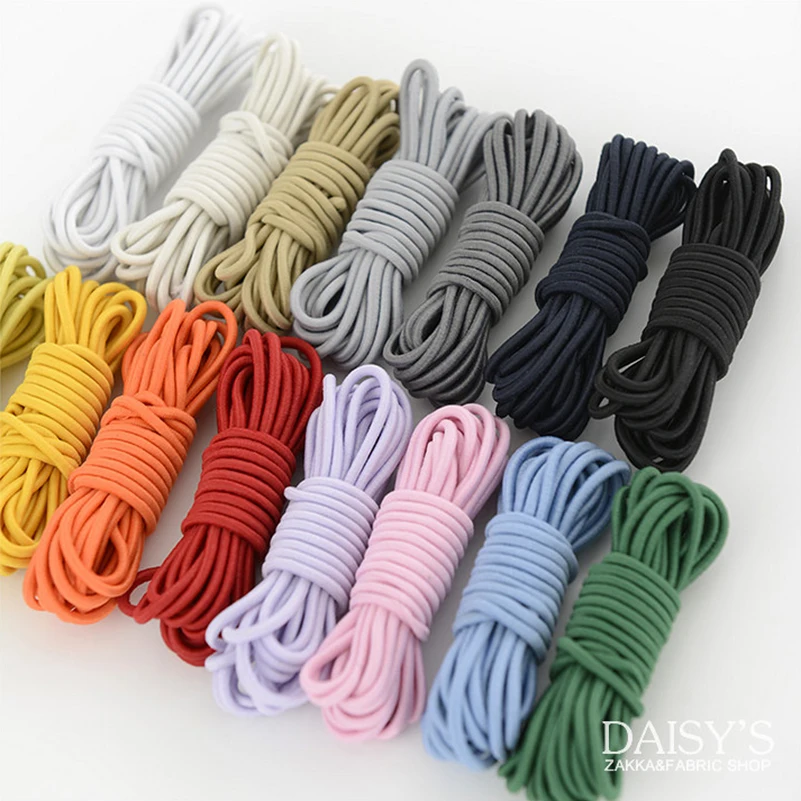 

free shipping 5x 3m x 2mm DIY handmade apparel garment accessories imported rubber elastic rope color band one sewing supplies