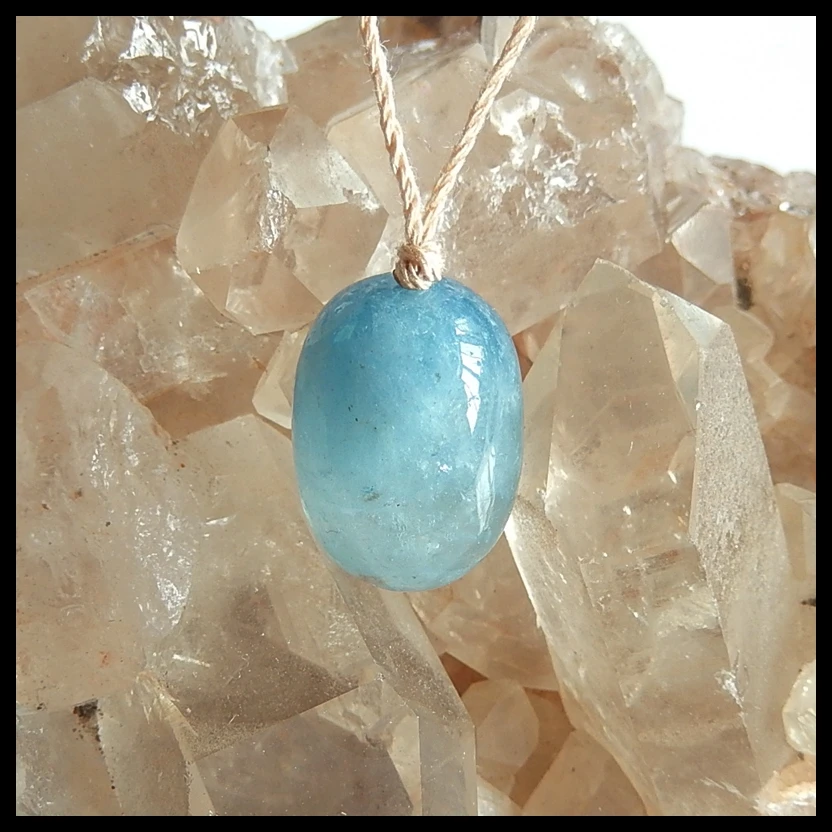 Бижутерия из полудрагоценных камней, подарок на день рождения, натуральный синий Аквамарин мода кулон ожерелье, 18x13 мм, 4,9 г