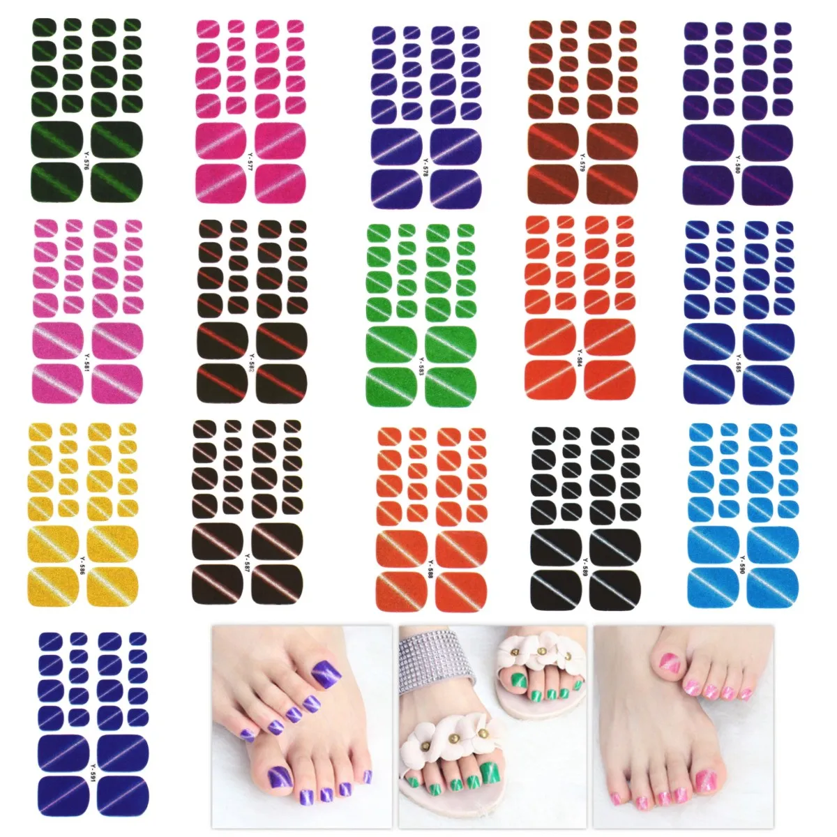 Buy Cat Eyes Toe Nail Sticker Full Cover Self Adhesive Stickers Polish Foils