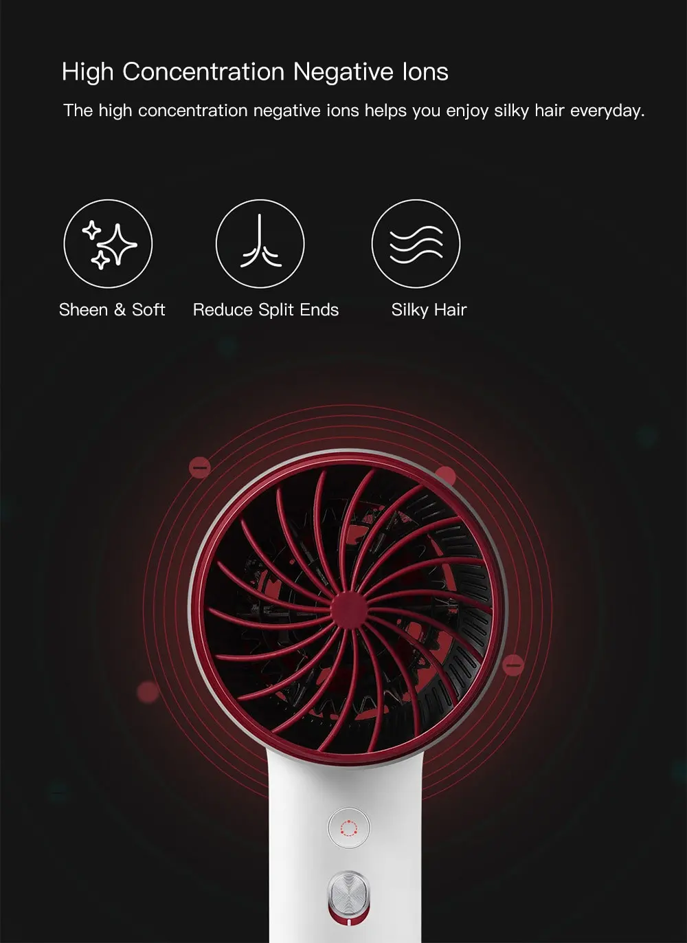 Xiaomi Mijia Soocas H3 Анион Фен корпус из алюминиевого сплава 1800 Вт воздушный выход анти-горячий инновационный диверсия дизайн