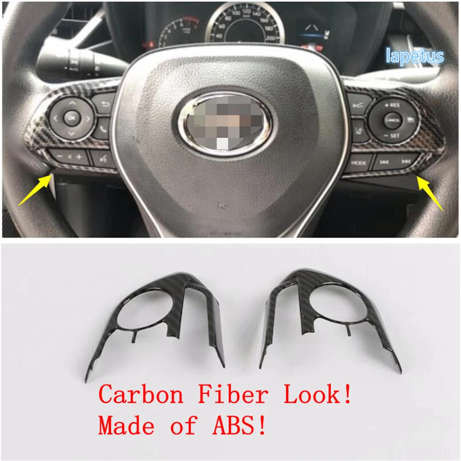 

Lapetus Steering Wheel Button Decoration Frame Cover Trim ABS Fit For Toyota Corolla 2019 2020 / Matte Carbon Fiber Look
