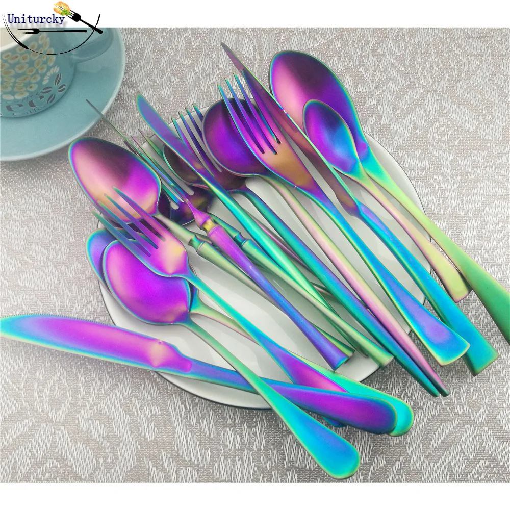 304 нержавеющая сталь столовые приборы посуда набор посуды вилки ножи совок набор столовое серебро многоцветный столовая Посуда Бесплатная