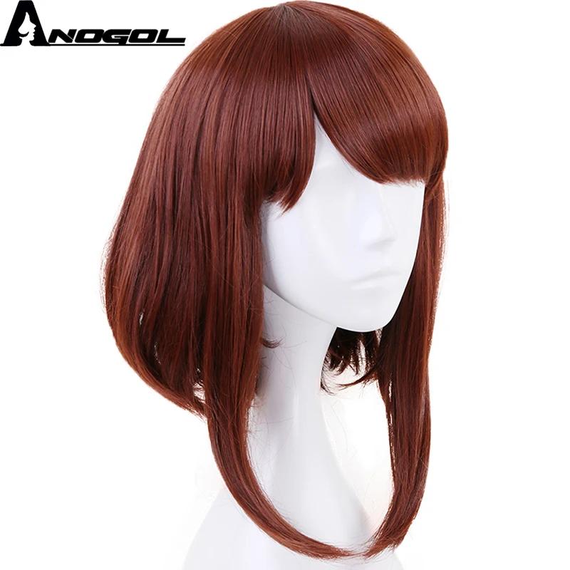 Anogol My Hero academic OCHACO URARAKA Auburn оранжевый короткий прямой синтетический парик Боб для