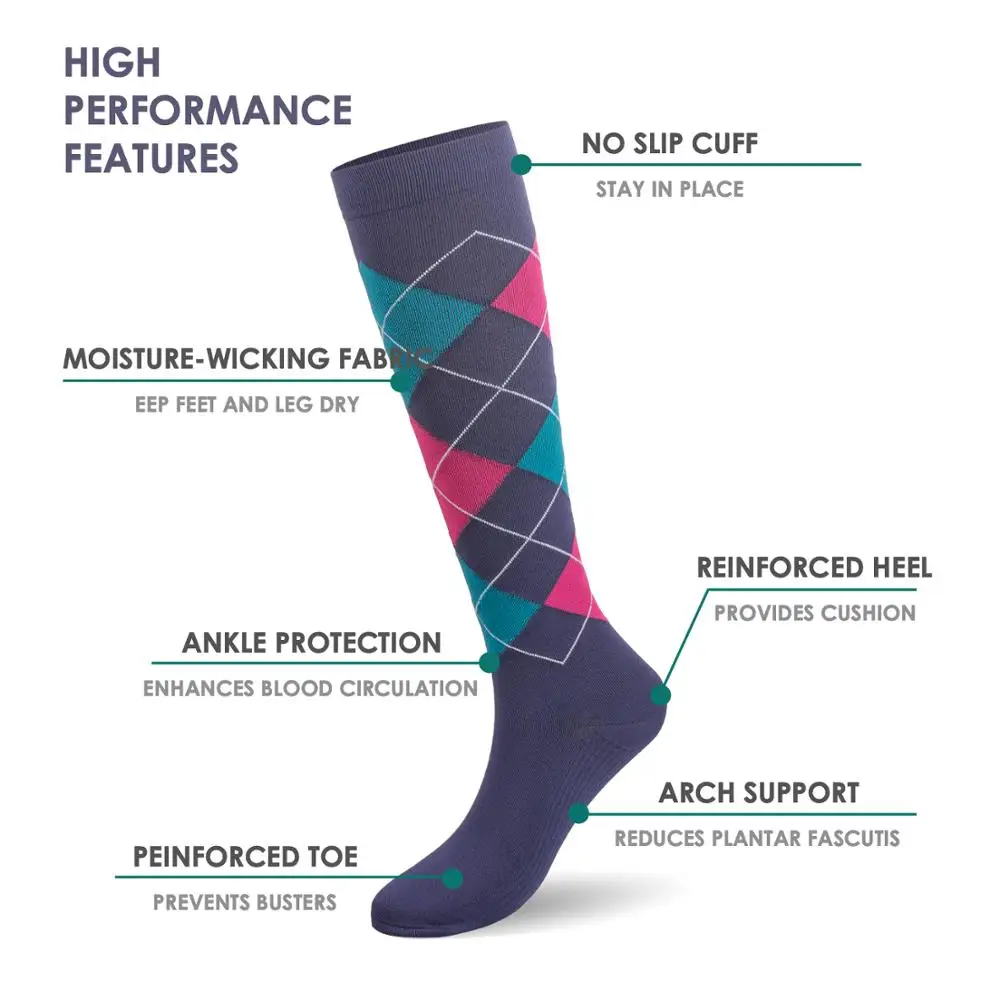 Одна пара мужчин и женщин Компрессионные SocksBest для бега, путешествий, езды на велосипеде, беременных, отек повышает производительность кровообращение и восстановление