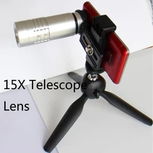 1 шт. Высокое качество HD 15X телефото объектива телескопа для samsung Galaxy s5 s6 s7 edge телефон Камера с зажимом держатель стенд оптом