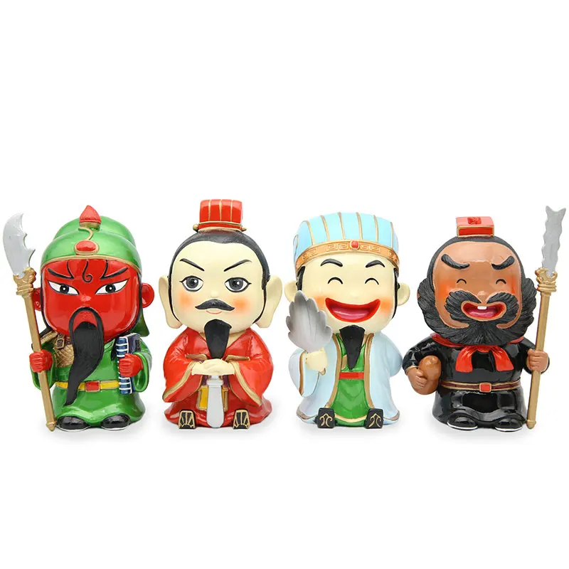 17 см Оригинальные фигурки трех царств монета копилка ZhugeLiang LiuBei Guan Yu полимерная