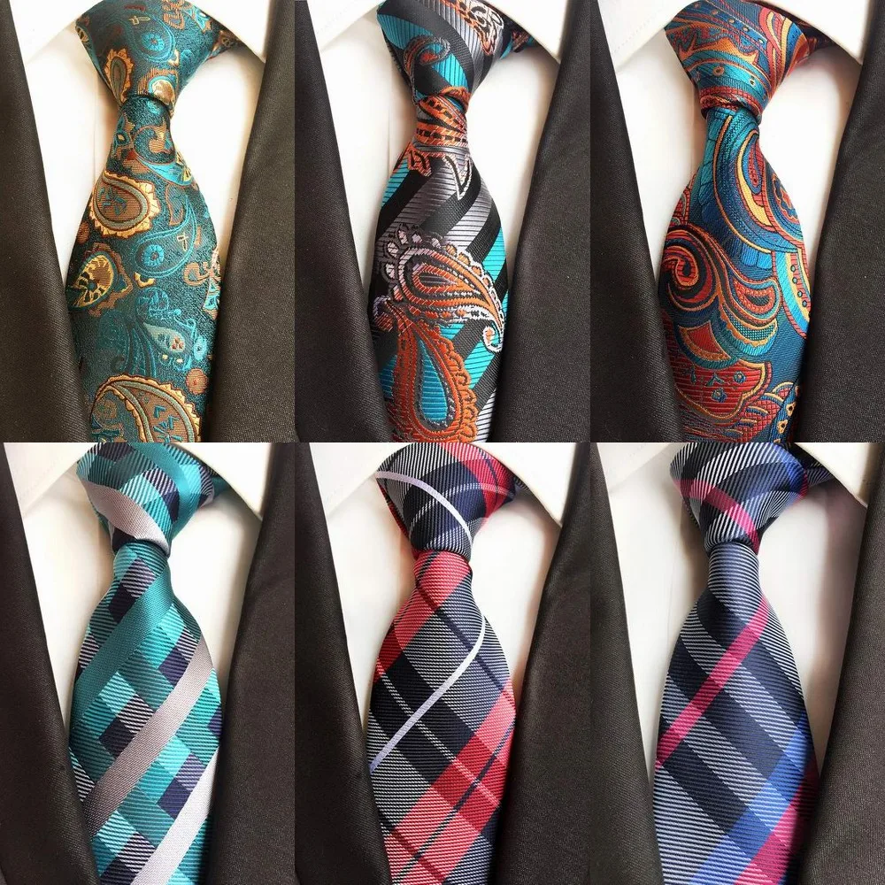 New Classic 100 Silk Mens Ties Neck Ties Paisley Green Gold Striped Ties for Men Business