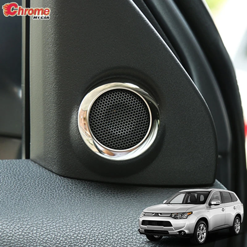 

For Mitsubishi Outlander 2014 2015 2016 2017 2018 2019 Chrome Interior A Pillar Stereo Speaker Cover Trim Decoration Car Styling