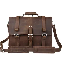YISHEN Top Grade Male Men’s Vintage Real Crazy Horse Leather Briefcase Messenger Shoulder Portfolio Laptop Bag Case Handbag 5048
