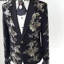 Персонализированные Мужчины Цветок костюмы дизайн homme terno Сценические костюмы для певцов куртка мужчины блестки Блейзер Танцы звезда стиля панк