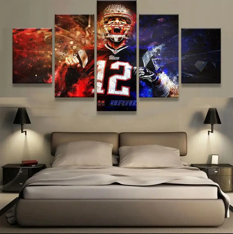 5 Pcs Nfl Tb12 Super Bowl New England Patriots Print Canvas Wall Art Home Decor Ebay