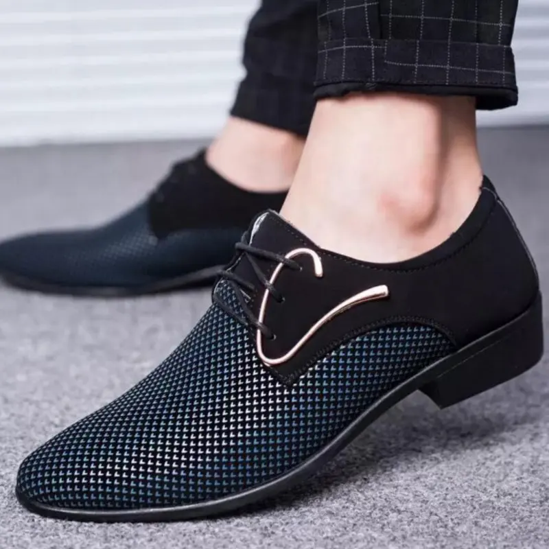

New Men Shoes Spring Business Shoes Men Air Footwear Oxford Men Dress shoe Patchwork Hair Comfort Men Wedding Shoes Male