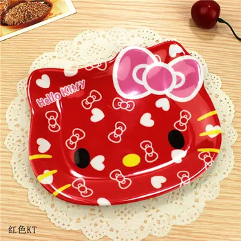 

Hello kitty face plate wholesale plastic melamine resin snack dish plate pink random