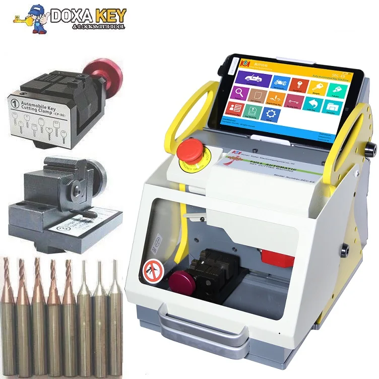 2018 2 Clamp + Original Sec E9 Laser Key Cutter ,Locksmith key cutter