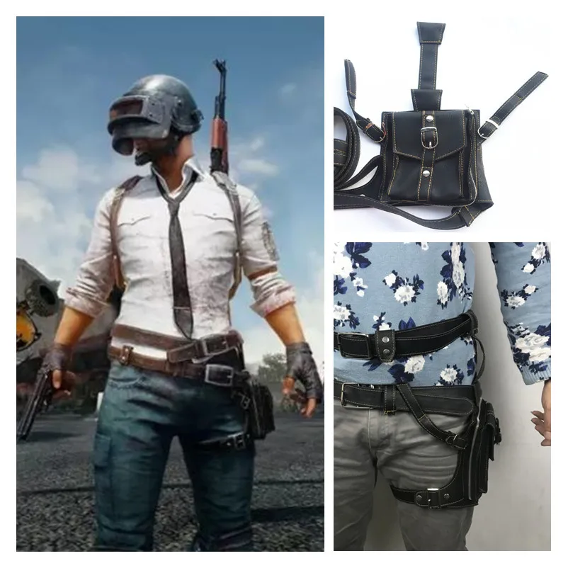 Game PUBG PLAYERUNKNOWN’S BATTLEGROUNDS Cosplay Props New PU Leather Solid Waist Purse Large Capaci