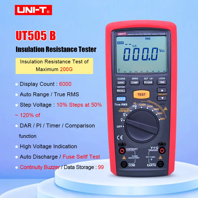 US $211.04 UNIT UT505B 200Gohm Handheld Insulation Resistance Tester True RMS Insulation Resistance Multimeter 1000V Megohmmeter