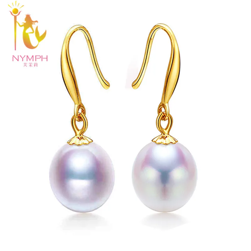 

[NYMPH] Natural Pearl Earrings Pearl Jewelry Fine Jewelry Real Freshwater Tear Drop Pearl Earrings For Women E1052