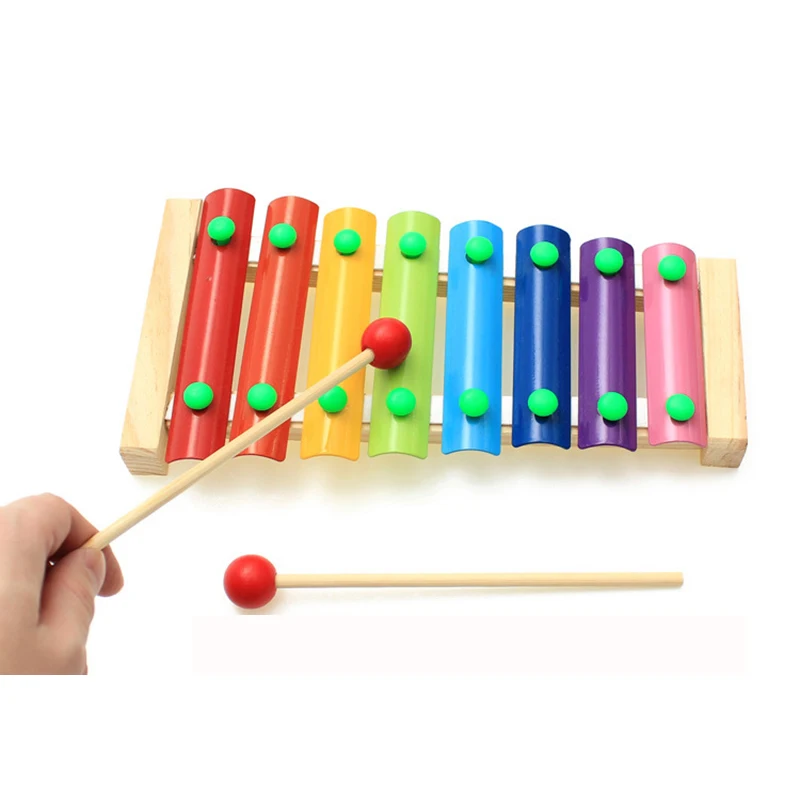 Деревянные красочные ксилофон игрушки для детей Детские Музыкальные Развивающие игрушки ксилофон мудрость 8 нот музыкальный инструмент Рождество