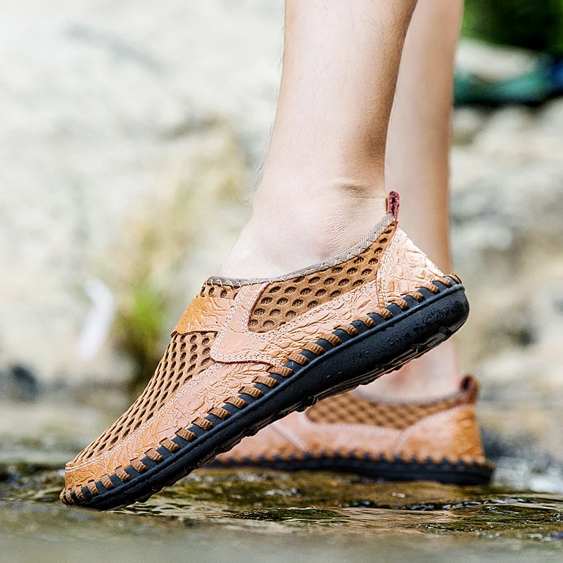 

2019 Sale Men Sandals Genuine Leather Sandals men Gladiator Sandals Outdoor Beach Shoes Casual Sneakers Outdoor Beach Shoes