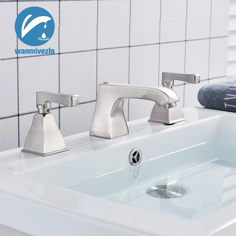 

Modern Dual Handle Basin Faucet Cold and Hot Water Bathroom Vessel Sink Faucet 3 Installation Hole Bathroom Mixer Tap