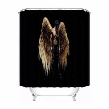 

Bath Curtain For Bathroom Custom Angel Cat Cartoon Home Decor Shower Curtain Waterproof Fabric Hooks #180417-02-148