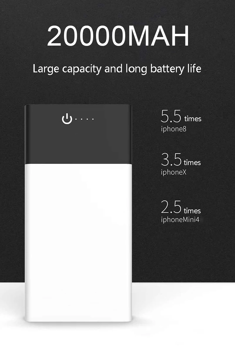 Внешний аккумулятор 20000 мАч, зарядное устройство для смартфонов, полимерная большая емкость, внешний аккумулятор для iPhone 6 7 8 Xiaomi honor