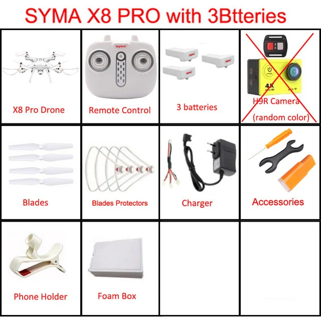 SYMA X8PRO X8 Pro gps Радиоуправляемый Дрон с 720P HD камерой или H9R 4K камерой 2,4G Профессиональный FPV селфи дроны Квадрокоптер вертолет - Цвет: Set3 3BAT