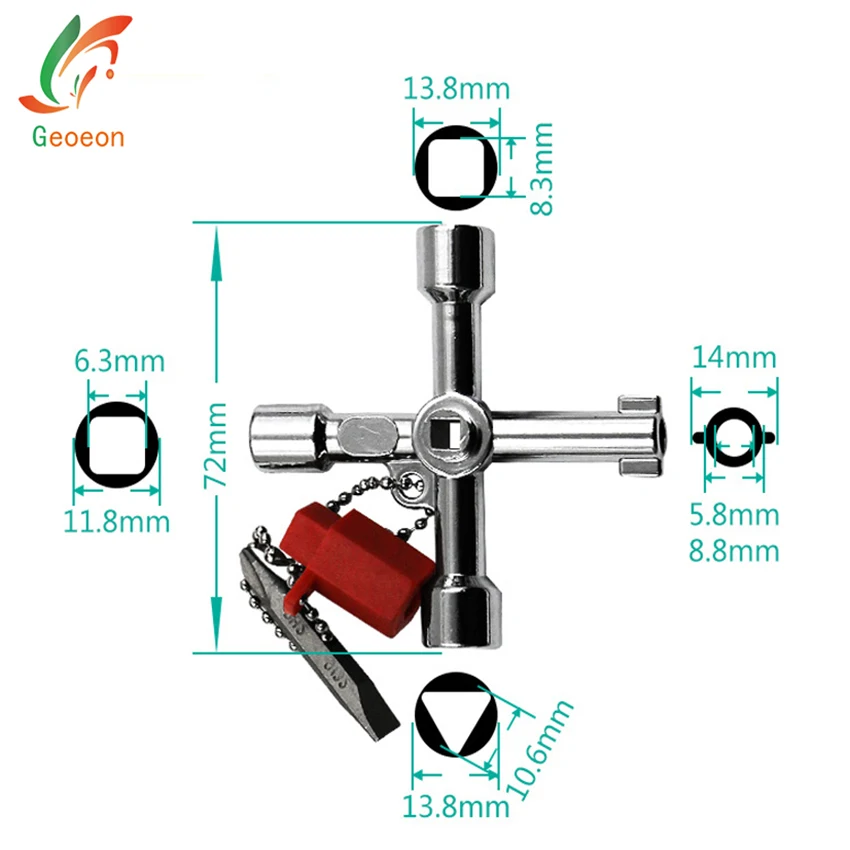 Geoeon 5 в 1 многофункциональный ключ инструмент мини открытый крест ремонт гаечный ключ инструмент Лифт клапан водомера специальные инструменты A53