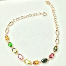 Натуральным цепь турмалиновая браслет стерлингового серебра 925 Ювелирные украшения 0.5ct* 9 шт. драгоценный камень# T1922501