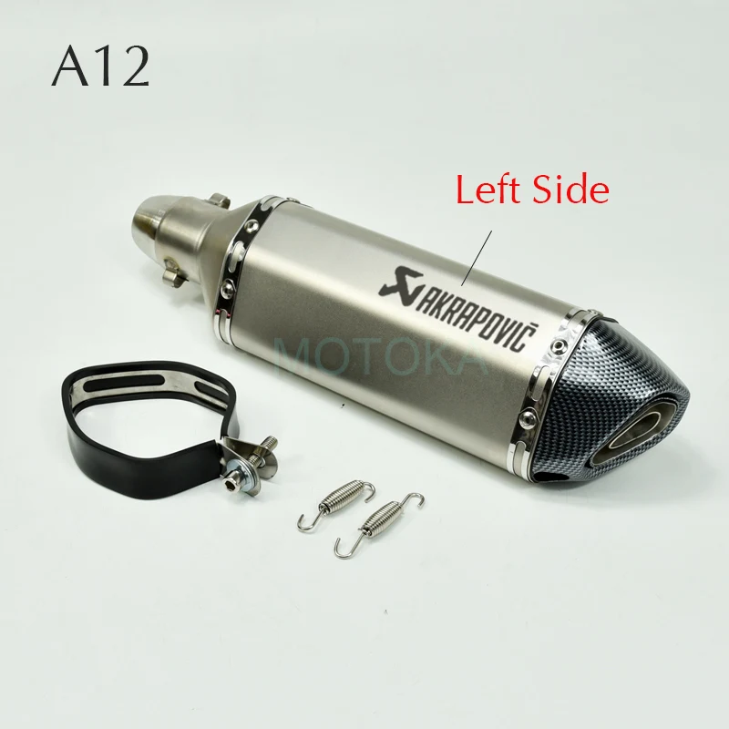 Left/Right Universal Motorcycle Akrapovic Exhaust Pipe Scooter Dirt Pit Bike Motocross KTM 51mm Escape Stainless Steel Slip-on