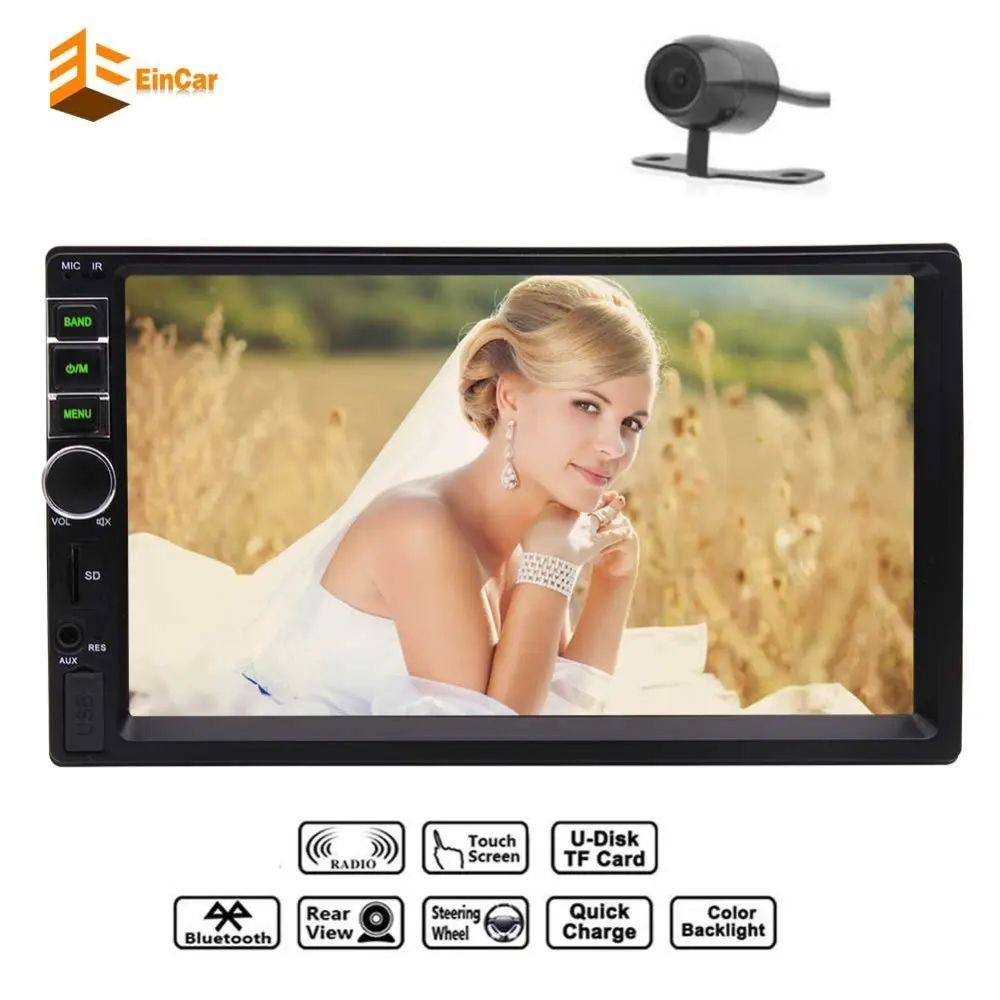 

2 Din Car headunit Stereo MP5 MP3 Player FM Radio In center console Bluetooth Support Steering Wheel Controlwith Backup Camera