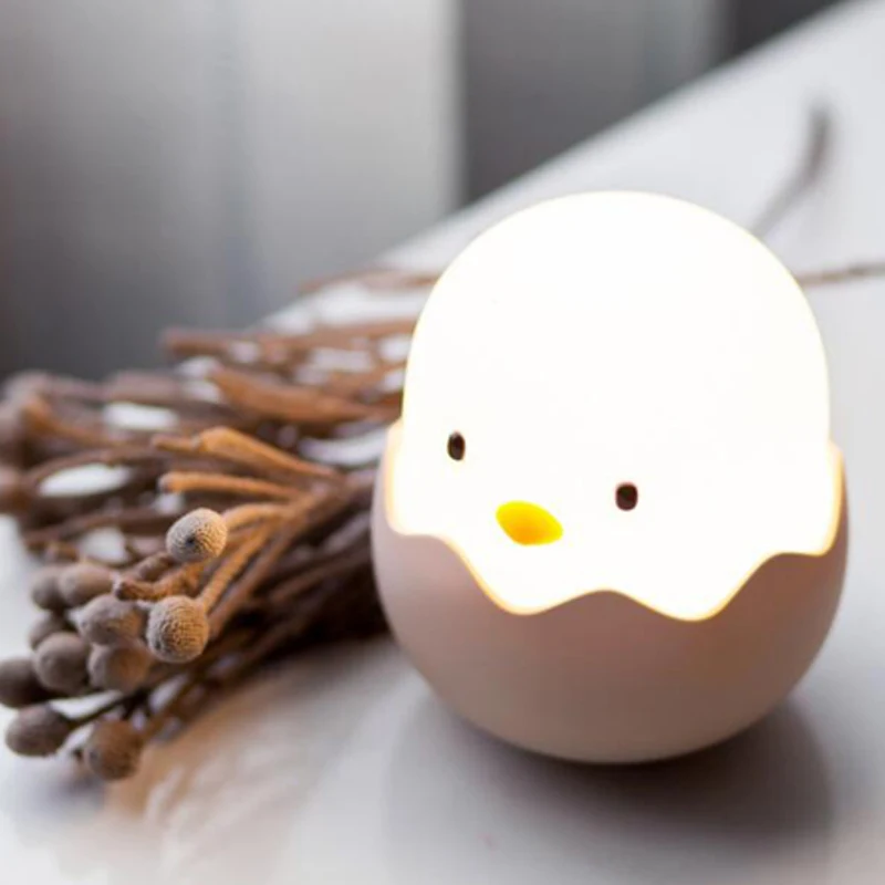 3D LED Eggshell Chicken Night Light Tumbler Silicone Lamp Bedroom Table Desk Home Party Decoration Kids Night Lights (10)