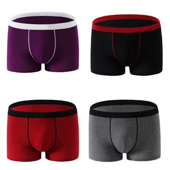 

100% cotton Large size Men's Boxer shorts high quality Comfortable Men's Underwear Sexy Boxers 4pcs/lot Male Underwear