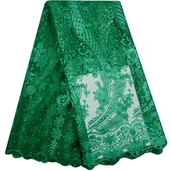 

Latest Green French Lace Fashion Nigerian Lace Fabrics For Wedding 2018 African French Lace Fabric High Quality With Stones 967