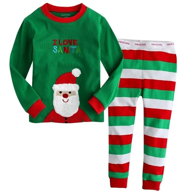 Рождественский детский пижамный комплект, одежда костюмы для мальчиков Новогоднее хлопковое ночное белье для девочек топы+ штаны, детский Пижамный костюм с длинными рукавами - Цвет: 9