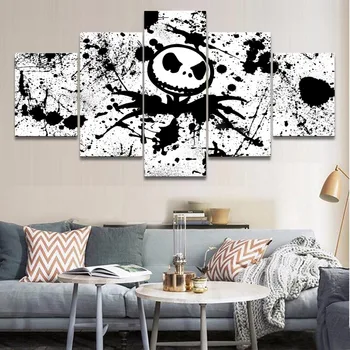 

5 Pieces Modern Home Decor Movie The Nightmare Before Christmas Jack Poster Wall Art Canvas Painting Pictures Canvas Printed