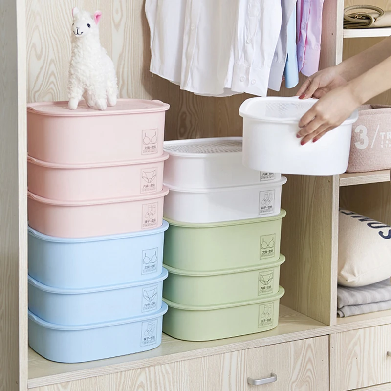 

Three-color Covered Storage Box Underwear Underwear Socks Superimposed Storage Move Freely Collect Convenient Household Storage