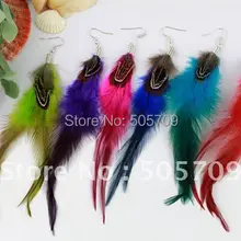 24 пары смешанных цветов модные серьги из натурального хвоста#21015