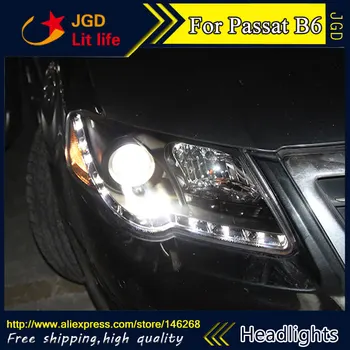 

Free shipping ! Car styling LED HID Rio LED headlights Head Lamp case for VW Passat B6 2007-2011 Bi-Xenon Lens low beam